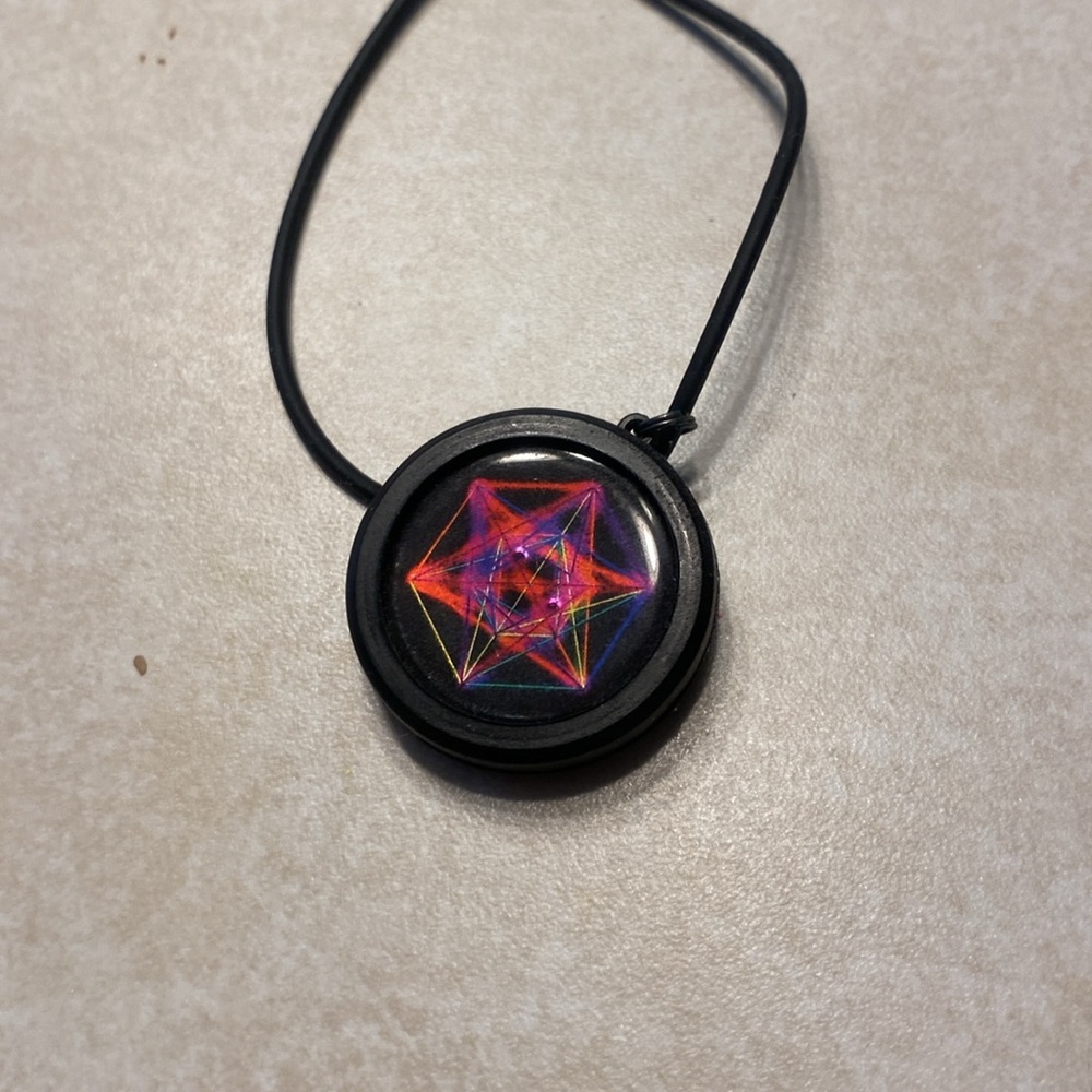 Black Circular Hedron Necklace